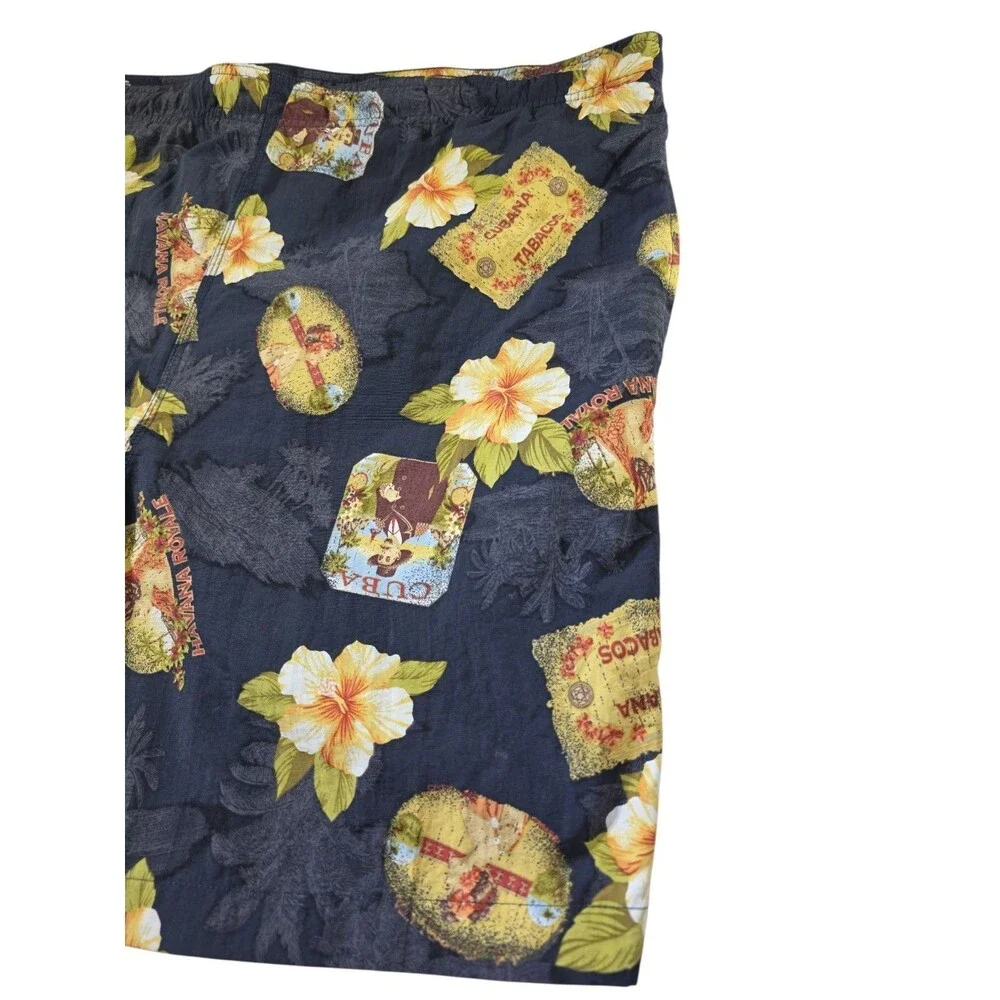 Breakwater Mens XL Board Shorts Havana Cuba Cigar Tobacco Mesh Lined Floral